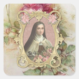 Adesivo Quadrado Rua. Therese Vintage Rosa Religião Católica