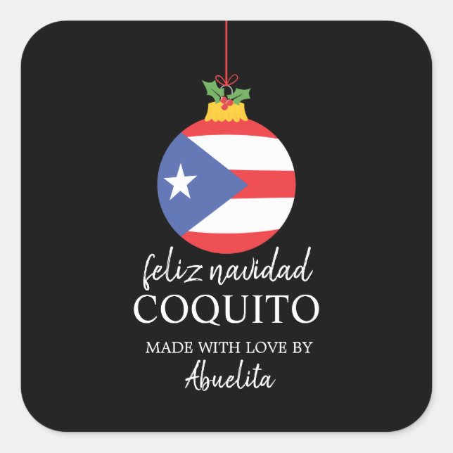 Adesivo Quadrado Rua Tropical de Bebidas de Natal Coquito Coquito (Frente)