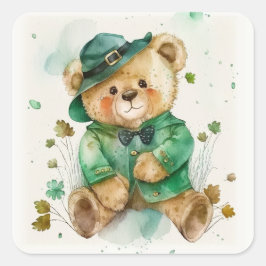 Adesivo Quadrado Rua, Urso de Teddy Irlandês do Dia de Patrick