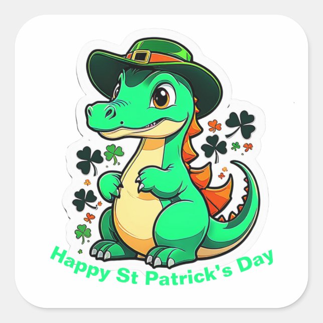 Adesivo Quadrado Rua Whimsical, Patrick's Day Stickers. Dia de Sant (Frente)