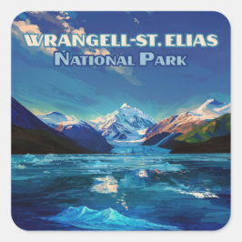 Adesivo Quadrado Rua Wrangell, Parque Nacional Elias, Alaska Vintag