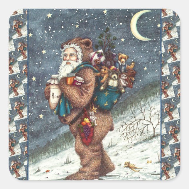 ADESIVO QUADRADO RUAS. NICK NO FURACO DE URSO, URSINHOS DE NATAL (Frente)