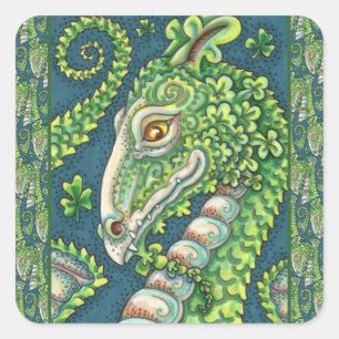 ADESIVO QUADRADO RUAS. O DRAGÃO VERDE DE SHAMROCK DE PATRICK, FA