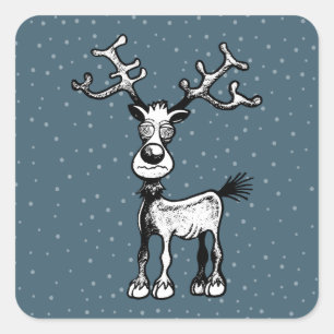 Adesivo Quadrado Rudolf a Rena tem Olhos Loucos