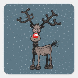 Adesivo Quadrado Rudolf a Rena tem Olhos Loucos