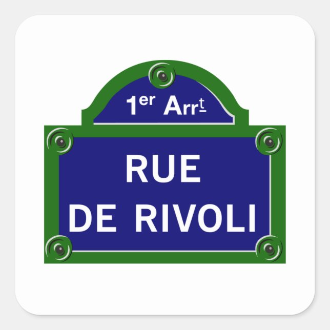 Adesivo Quadrado Rue de Rivoli, Paris Street Sign (Frente)