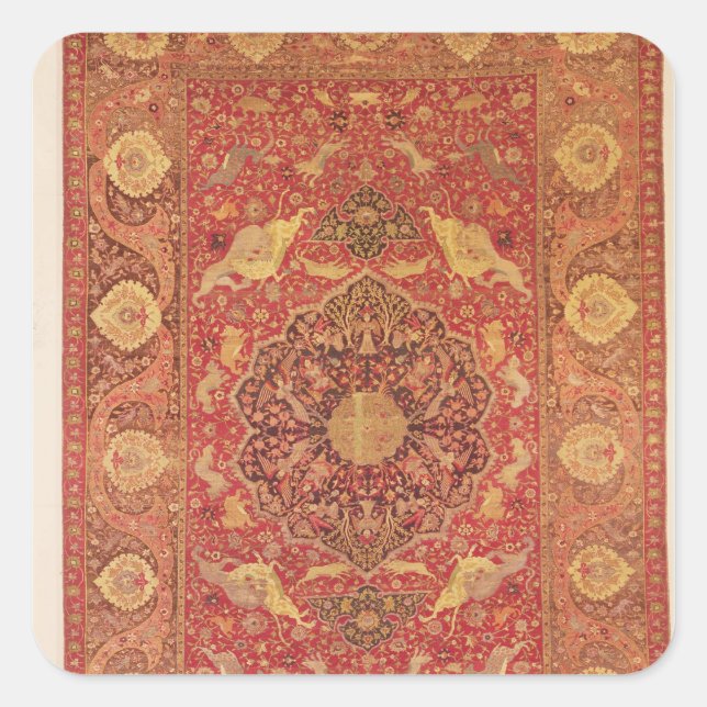 Adesivo Quadrado Rug decorado com cenas de animais de combate (Frente)