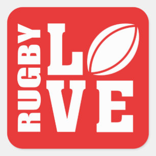 Adesivo Quadrado Rugby Love