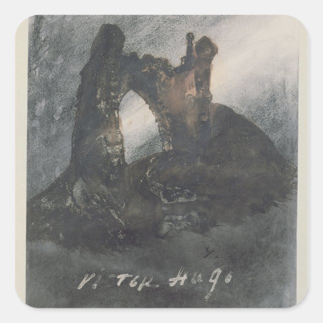 Adesivo Quadrado Ruínas em Groz-Nez, Jersey, ou no arco (Frente)