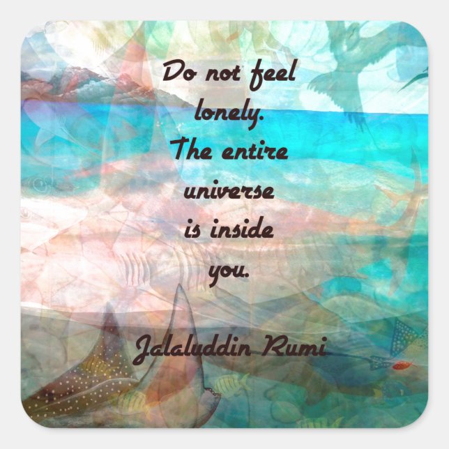 Adesivo Quadrado Rumi Inspiração Citação Sobre O Universo (Frente)