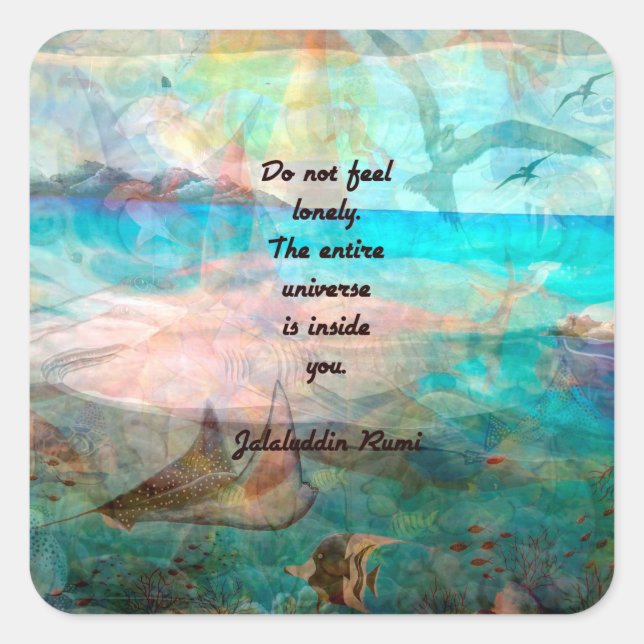 Adesivo Quadrado Rumi Inspiração Citação Sobre O Universo (Frente)