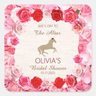 Adesivo Quadrado Rumo ao Altar Chuvas de Rosas Bridal Shower