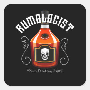 Adesivo Quadrado Rumologista Rum Drinker Pirate Festa de Álcool