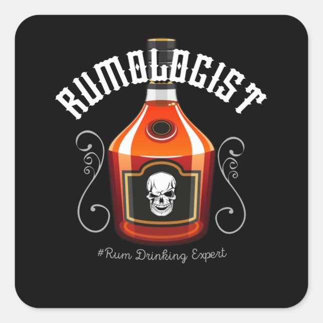 Adesivo Quadrado Rumologista Rum Drinker Pirate Festa de Diversão d (Frente)