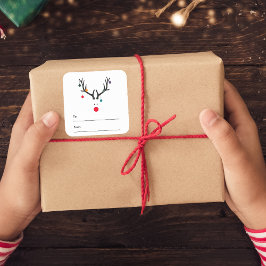 Adesivo Quadrado Runa de Natal, preto branco e engraçado