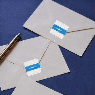 Adesivo Quadrado Rússia Livre - Inglês - papel de carta Branco Azul