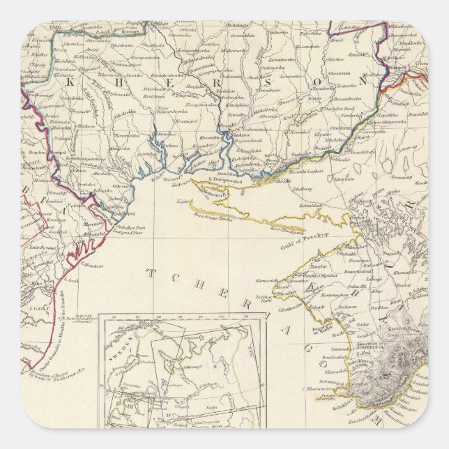 Adesivo Quadrado Rússia na Europa Parte VIII com mapa de índice (Frente)