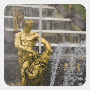 Adesivo Quadrado Rússia, Ruas. Petersburgo, Peterhoff (também con