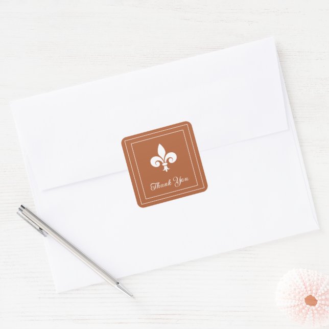 Adesivo Quadrado Rust Fleur de Lis Obrigado Stickers (Envelope)