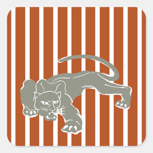 Adesivo Quadrado Rust Red Safari Stripe com Leopardo (Frente)
