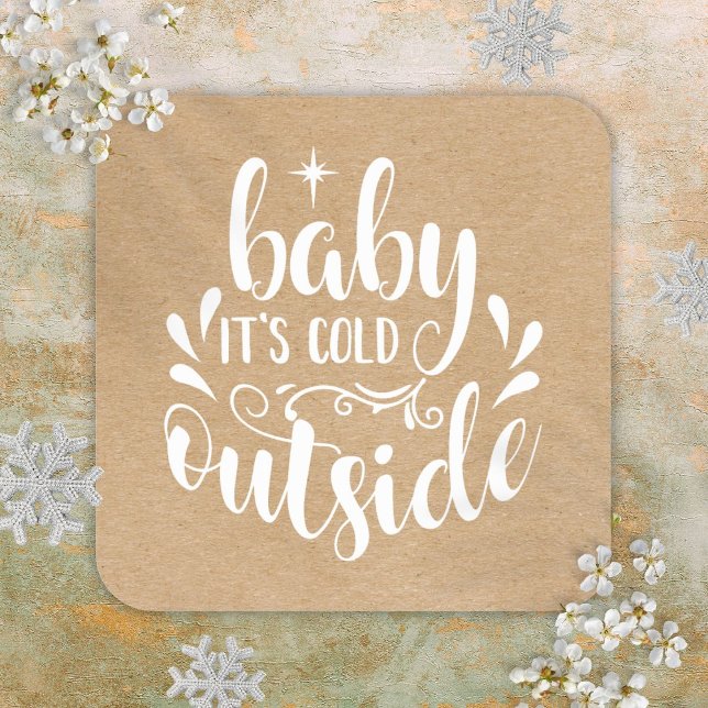 Adesivo Quadrado Rustic Baby É Frio Fora Do Chá de fraldas Sprinkle (Rustic Baby Its Cold Outside Baby Shower Sprinkle Square Sticker)