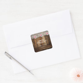 Adesivo Quadrado Rustic Barnwood & Lace Wedding