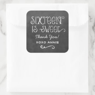 Adesivo Quadrado Rustic Chalkboard Script Sessenta é doce Anivers