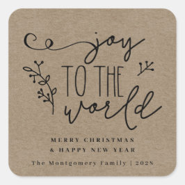 Adesivo Quadrado Rustic Country Christmas Kraft Personalizado