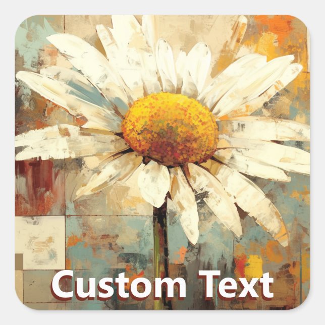 Adesivo Quadrado Rustic Daisy Flower Art Custom (Frente)