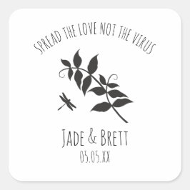 Adesivo Quadrado Rustic Dragonfly Pandemic Wedding Sanitizer Gel