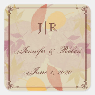Adesivo Quadrado Rustic Fall Deixa Foco De Envelope De Casamento