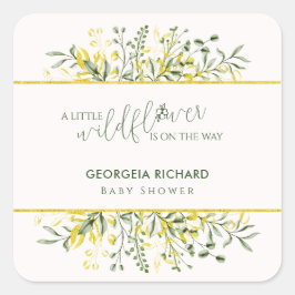 Adesivo Quadrado Rustic Golden Frame Wildflower on the way  Sticker