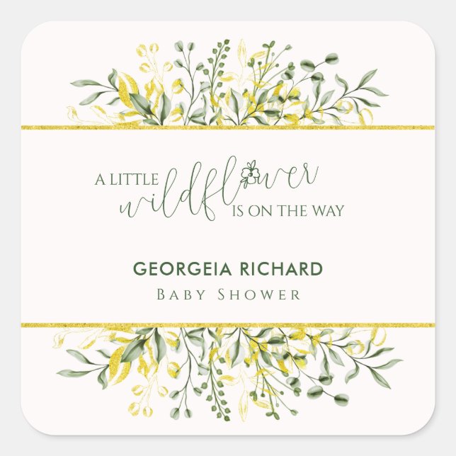 Adesivo Quadrado Rustic Golden Frame Wildflower on the way  Sticker (Frente)