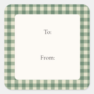 Adesivo Quadrado Rustic Green Gingham Moderno Natal