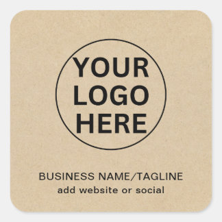 Adesivo Quadrado Rustic Kraft Sticker l Promotional Branded Logo