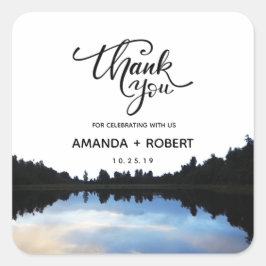 Adesivo Quadrado ©Rustic Lake Reflections Lakeside Wedding Favor