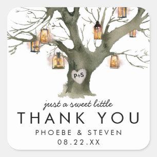 Adesivo Quadrado Rustic Lanterns Oak Tree Sweet Casamento Favor