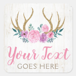 Adesivo Quadrado Rustic Madeira & Floral Aquarelada Galhada Boutiqu