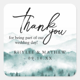 Adesivo Quadrado Rustic Mountain Obrigado Casamento