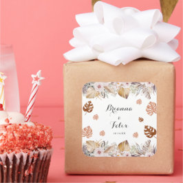 Adesivo Quadrado Rustic Neutral Boho Wedding