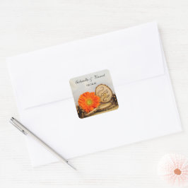 Adesivo Quadrado Rustic Orange Daisy Woods Envelope Seal