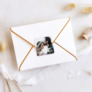 Adesivo Quadrado Rustic Save the Date Photo Wedding