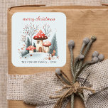 Adesivo Quadrado Rustic Watercolor Winter Woodland Felry Christmas<br><div class="desc">Para amigos e familiares no Natal,  a aquarela Feliz de Natal é um adesivo de madeira de inverno,  que pode ser facilmente personalizado. Para o seu pacote de presentes ou selo de envelope precisa deste Natal.</div>