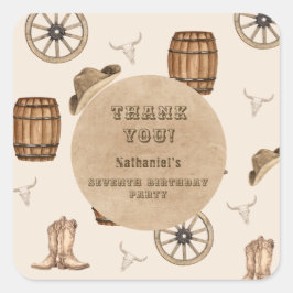 Adesivo Quadrado Rustic western cowboy you are wanted birthday 