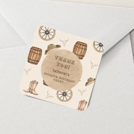 Adesivo Quadrado Rustic western cowboy you are wanted birthday 