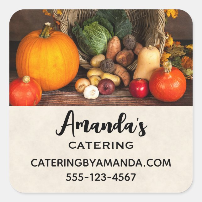 Adesivo Quadrado Rústico Chef de Mesa Bonito de Colheita (Frente)