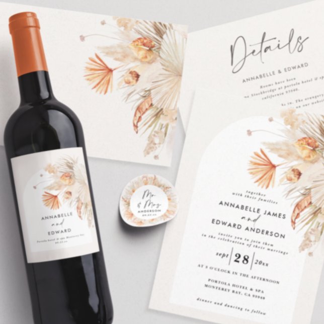 Adesivo Quadrado rústico e moderno pampas botânicas, Sr. & Sra. (Criador carregado)