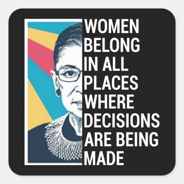 Adesivo Quadrado Ruth Bader Ginsburg Cote, SCOTUS, RBG notória (Frente)