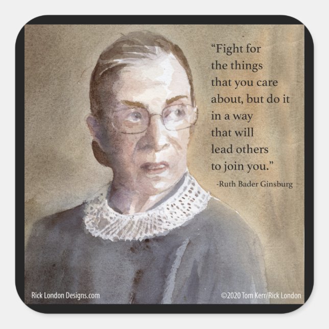 Adesivo Quadrado Ruth Bader Ginsburg & Quote (Frente)
