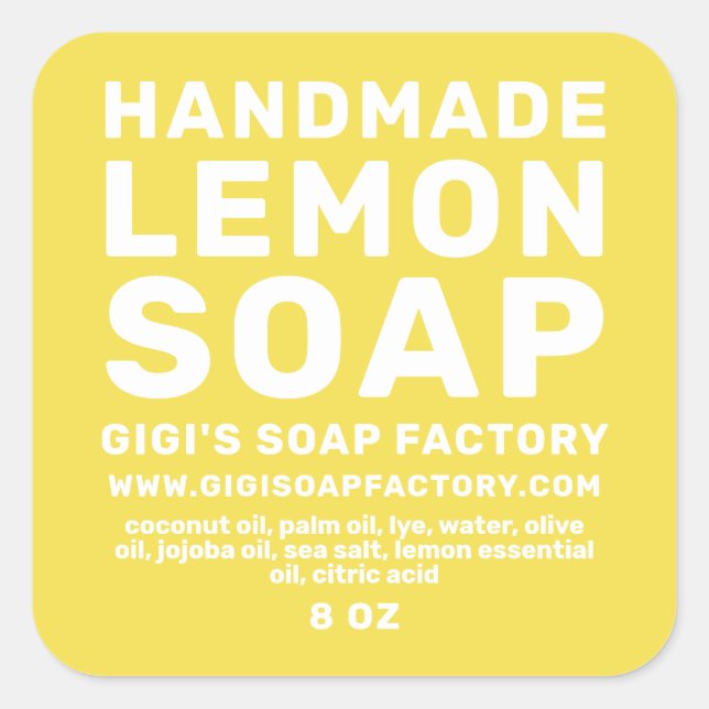 Adesivo Quadrado Sabão De Limão Moderno E Manuscrito Iluminando Ama (Frente)